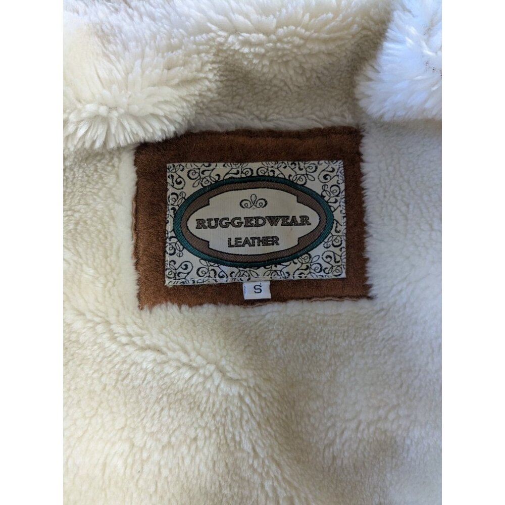 Vintage Ruggedwear Leather Coat-Sm (Fits M/L) - Womens-Faux Shearling Lined-Read - Picture 2 of 16